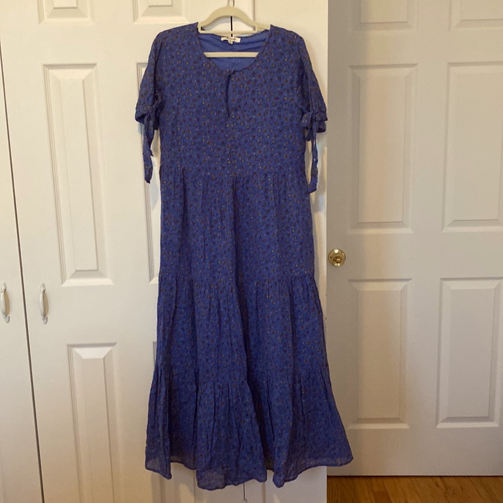 Madewell Tie-Sleeve Tiered Midi Dress in Floral